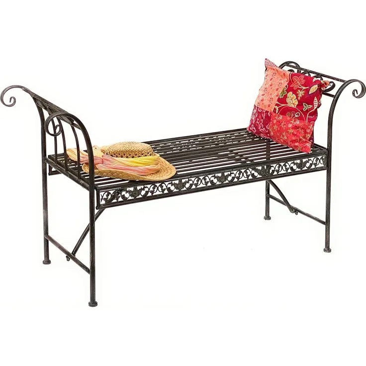 DanDiBo Gartenbank Wetterfest ohne Rückenlehne aus Metall Braun 96001 140 cm Bank Metallbank Sitzbank Garten