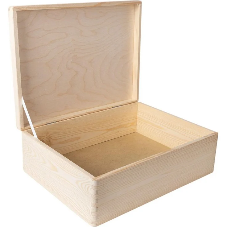 Creative Deco Aufbewahrungsbox Holzkiste mit Deckel Erinnerungsbox Baby Groß Unlackiert – Bild 1