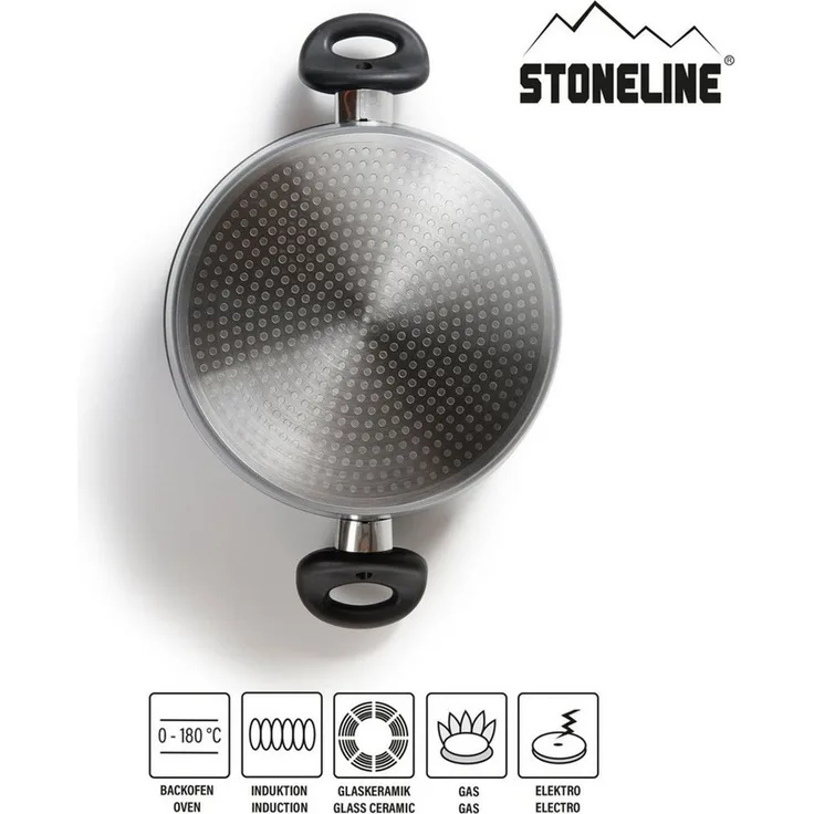 STONELINE Topf-Set, Aluminiumguss (6-tlg), mit echten Steinpartikeln, induktionsgeeignet, Designed in Germany