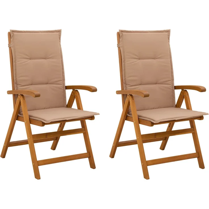 vidaXL Klappbare Gartenstühle 2 stk. Natur Massivholz Akazie hochlehner 42041430 – Bild 2