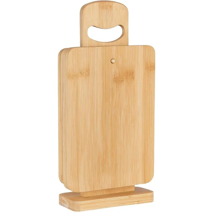 Koopman Frühstücksbrett Holzbretter Bambus Natur 7 Tlg, Holz, (Set, 7-St, Packung), 7 Tlg, Selbststehend, Metall & Holz, Hellbraun, Tragegriff – Bild 4