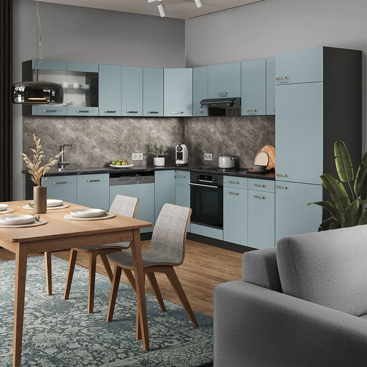 Küchenfront R-Line Blau-Grau 79.2 x 71.3 cm Möbelfront für den Spülenunterschrank Vicco – Bild 6