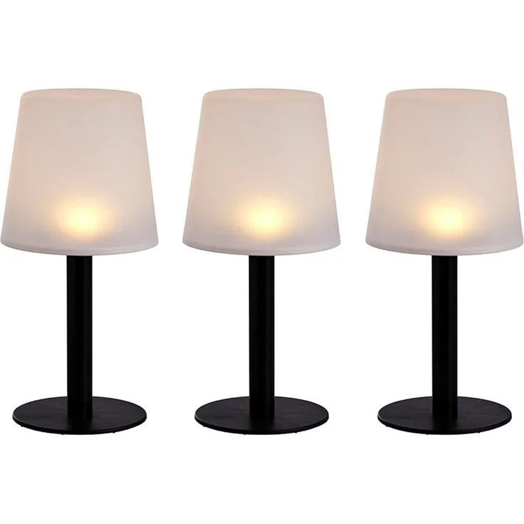 3x LED Solarleuchte, Tischlampe, schwarz weiß, H 31 cm