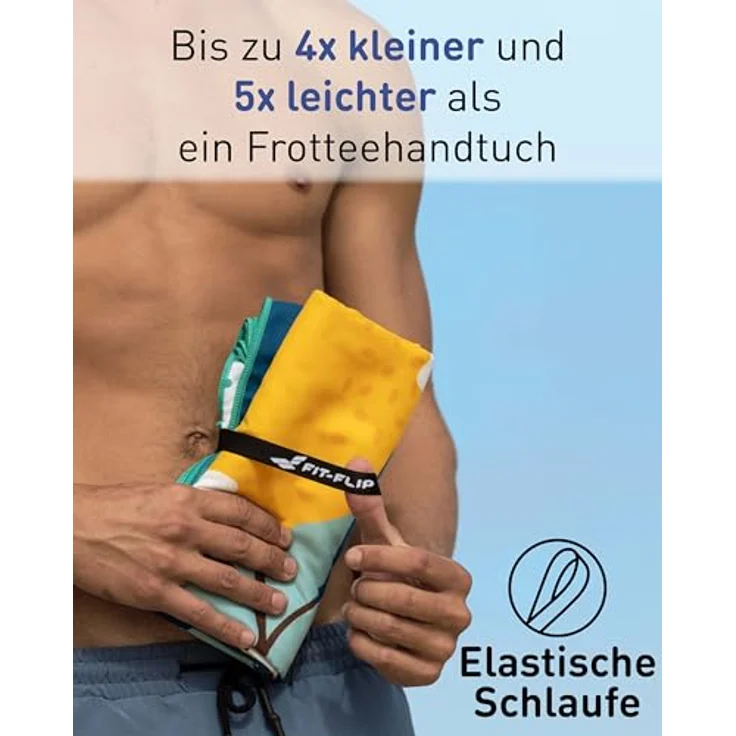 Fit-Flip Strandtuch XXL Mikrofaser, leicht und schnelltrocknend, 100% recyceltes Handtuch, Lemon Flowers, 160x90cm – Bild 5