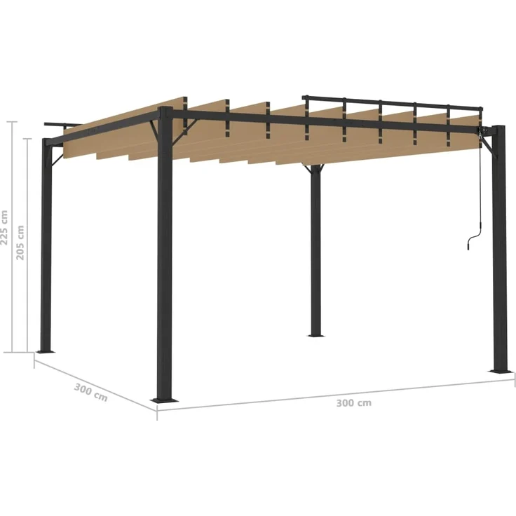 vidaXL Pergola mit Lamellendach 3x3 m Taupe Stoff und Aluminium 313925 – Bild 7