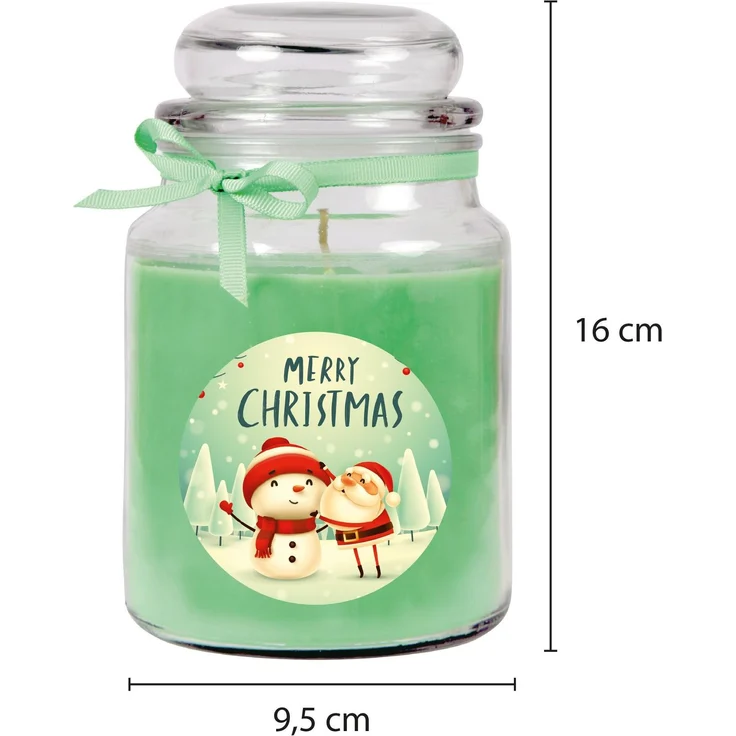 Duftkerze im Glas - Weihnachten Grün - Bonbon 500gr ( 110h ) – Bild 2