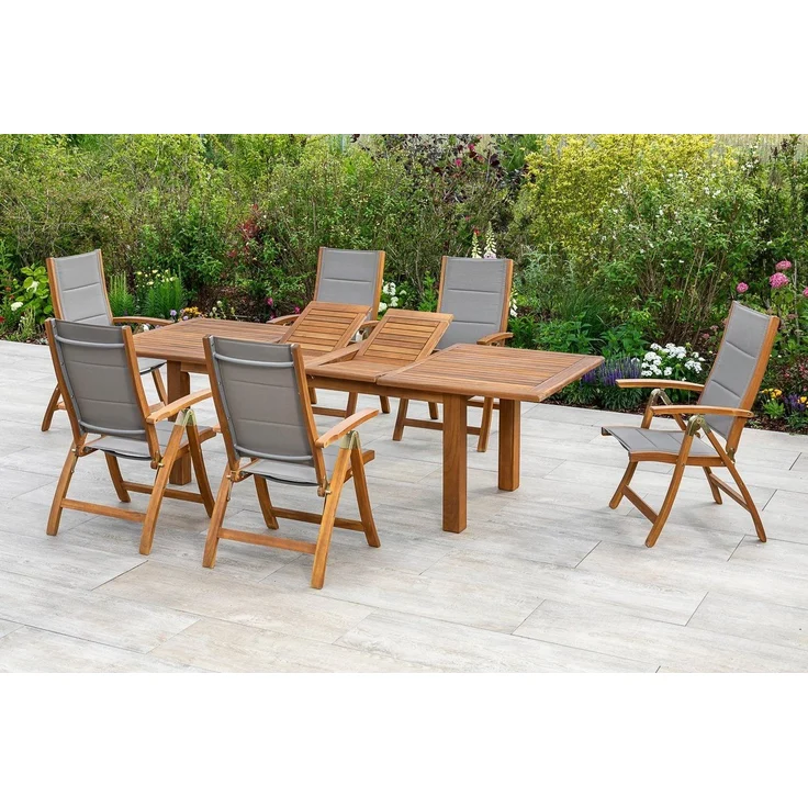 MERXX Garten-Essgruppe Acapulco, (7-tlg), 6 Stühle mit ausziehbarem Tisch – Bild 4