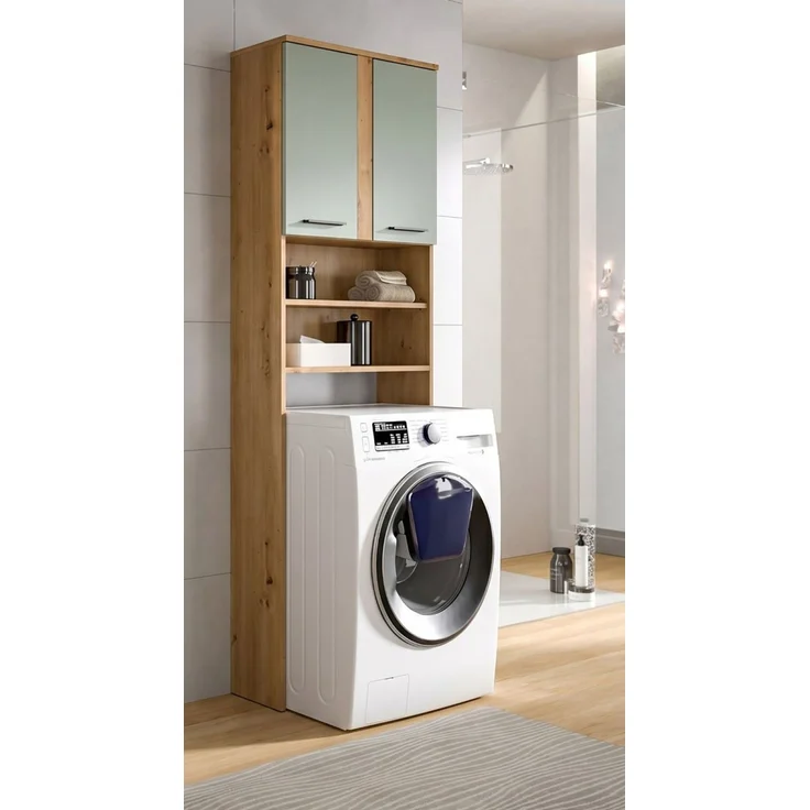 Waschmaschinenschrank Bailey in Salbei und Eiche 63 x 191 cm – Bild 2
