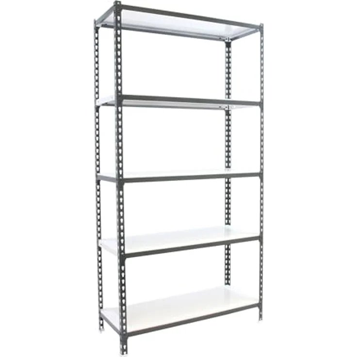 Simonrack Schwerlastregal, Lagerregal, 200 x 100 x 30 cm, Metallregal, Kellerregal, Biegestelle 180 kg, 5 Fachböden, Anthrazit/Weiss - Simonclick – Bild 2