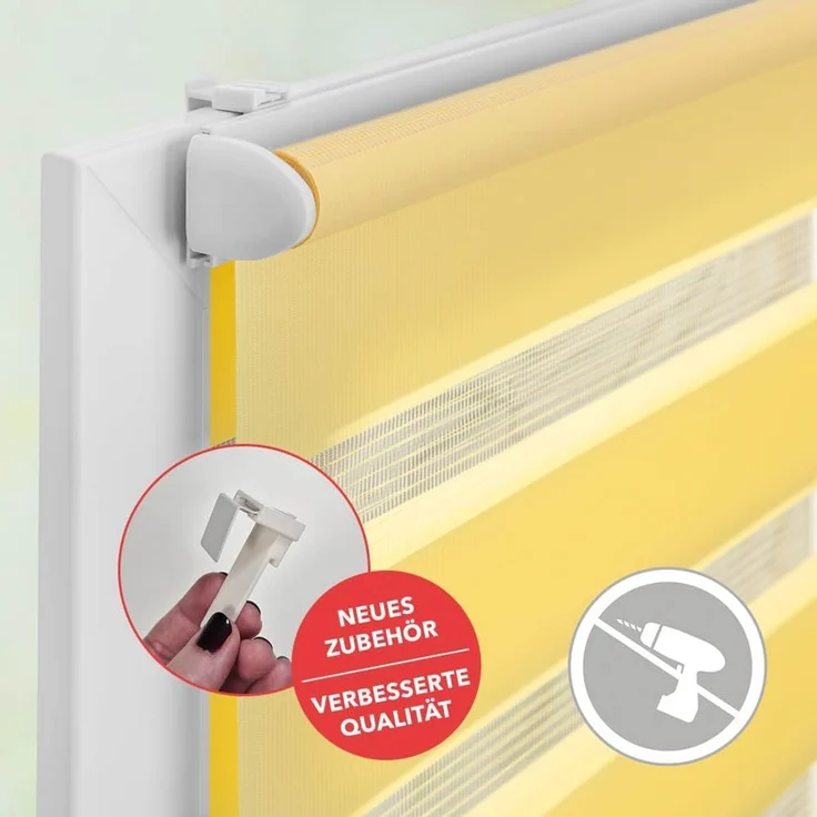 Lichtblick Sonnenschutzsysteme GmbH Doppelrollo Kopenhagen 50 cm x 150 cm (BxL) Gelb modernes Duo Rollo; Klemm- und schraubbar; Lichtdurchlässig und blickdicht – Bild 5
