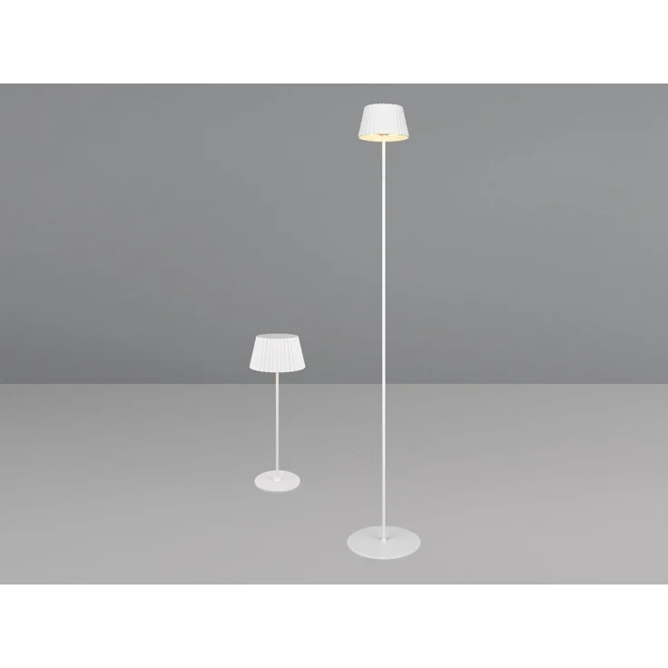 SET: Kleine Akku Stehlampe 123cm & Tischlampe 39cm für Outdoor kabellos Weiß – Bild 3