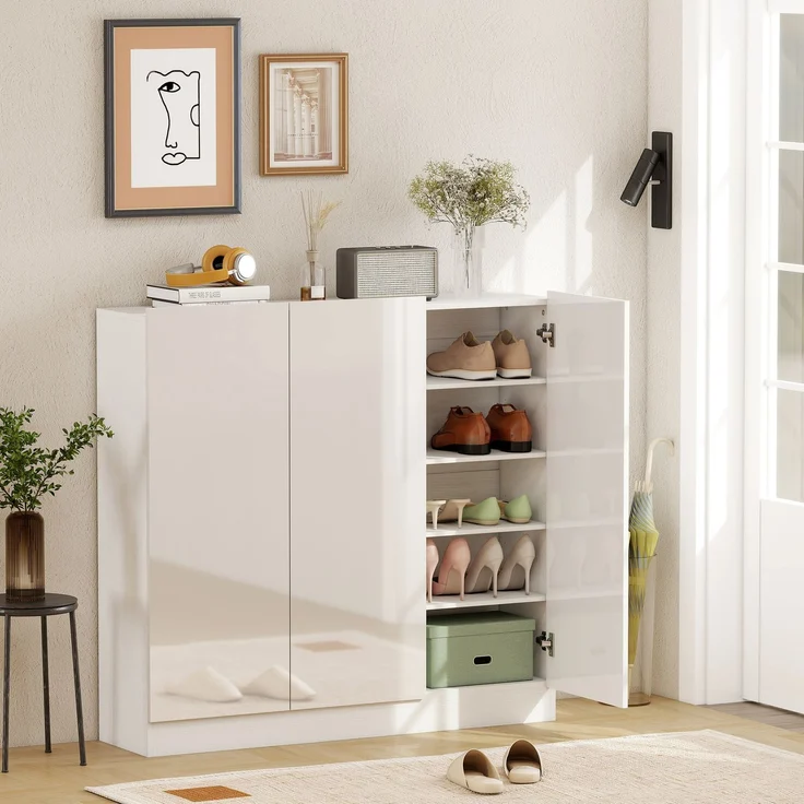 HOMCOM Schuhschrank, MDF, Weiß, 106,4L x 34B x 108,5H cm – Bild 2