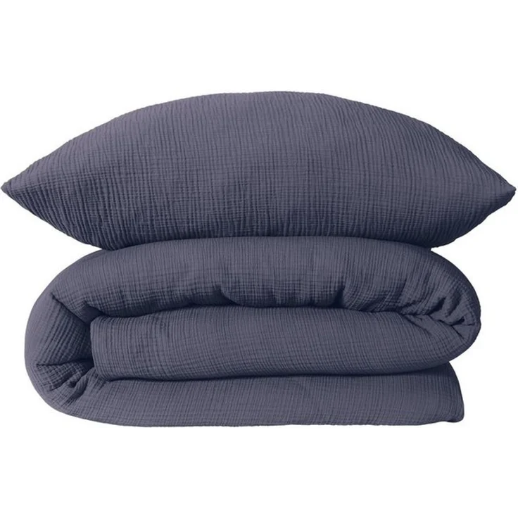 Schiesser Bettwäscheset Molly - Musselin - 2-teilig - 135 x 200 cm - Indigo – Bild 4