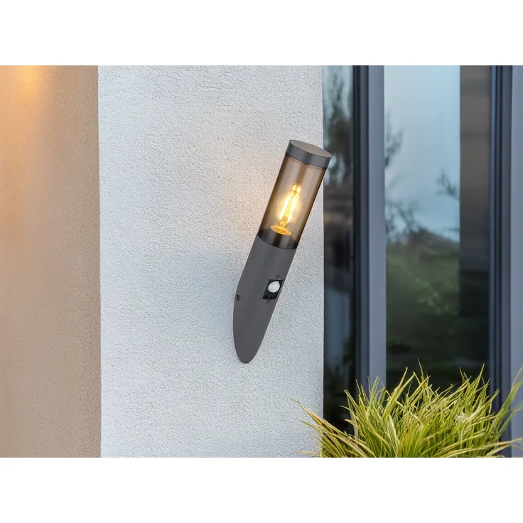 Wandleuchte, Fackel Design, anthrazit rauch, H 41 cm