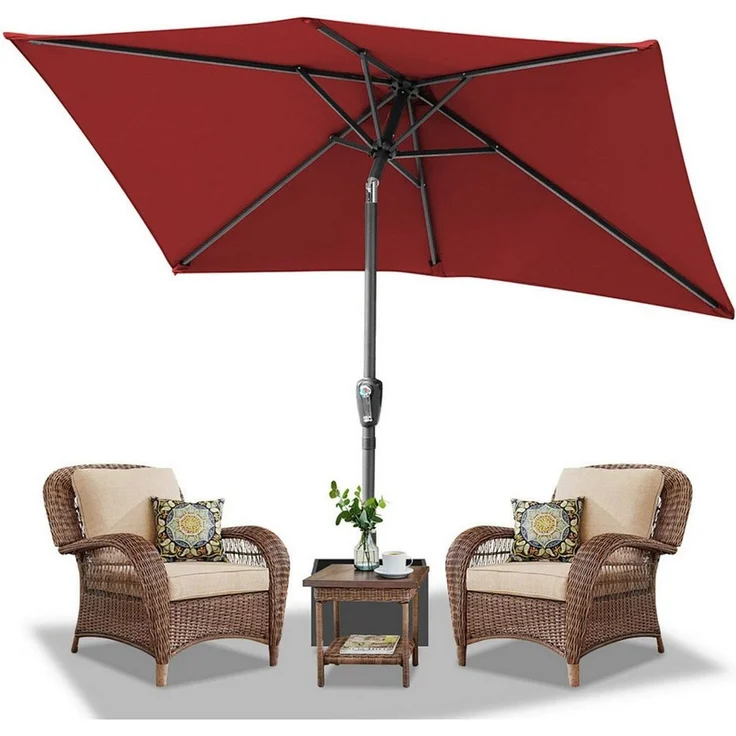 Clanmacy Sonnenschirm Sonnenschirm 200x300 cm knickbar Balkonschirm Gartenschirm UV50+ Rot, LxB: 300x200 cm, Stabiler knickbar/für Garten, Balkon, Terasse/Sonnenschutz – Bild 5