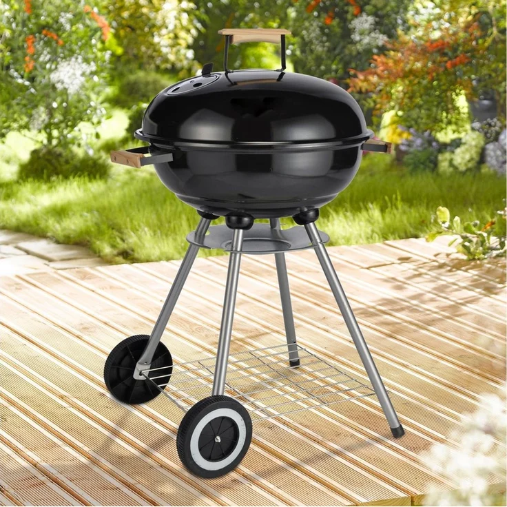 XXL Kugelgrill mit Räder Edelstahl Holzkohlegrill Ø48cm, H 79cm, Art. 60197 – Bild 2