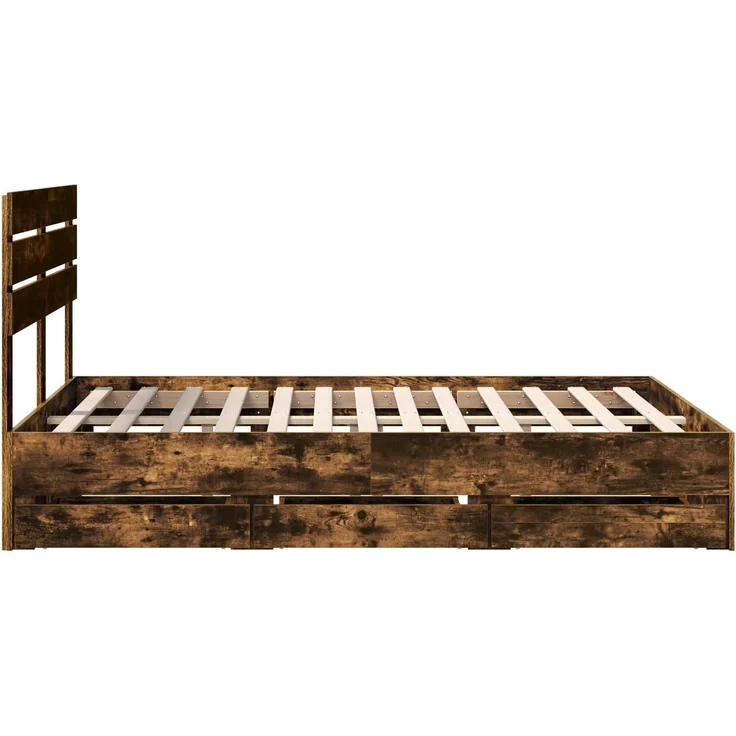 vidaXL Bettrahmen Geräucherte Eiche 150x200 cm Ingenieurs Holz 3411497 – Bild 8