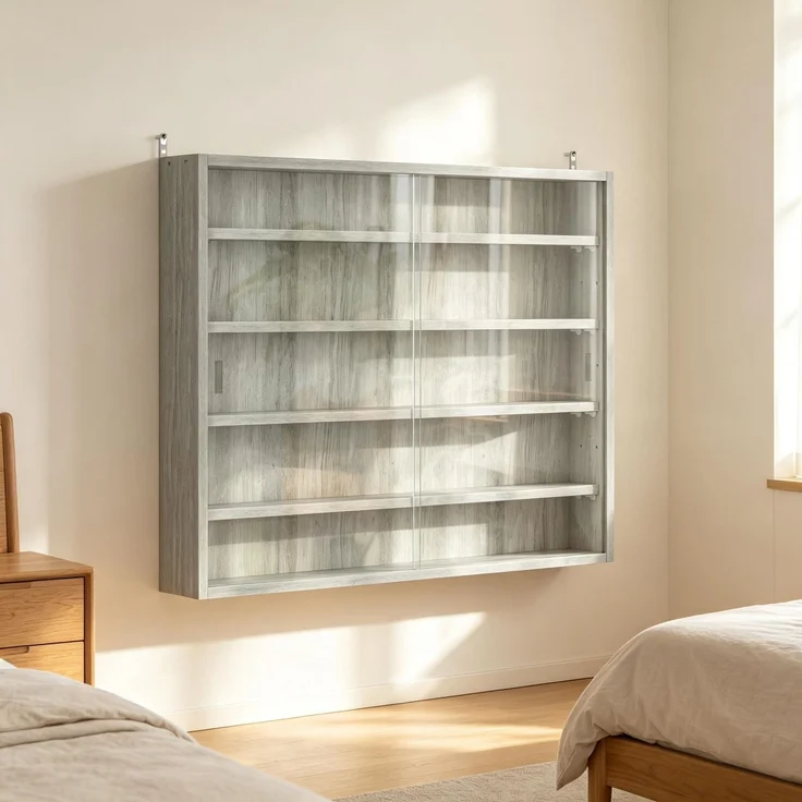 Ausstellungsschrank,Moderner Glasvitrine Schrank,Wandmontierter Vitrinenschrank,Ideal zur Präsentation von Sammlerstücken und Dekorationsobjekten(nur mit Wandmontierter Vitrinenschrank)--Herde--80x9.5x60cm--YOUDENOVA – Bild 4