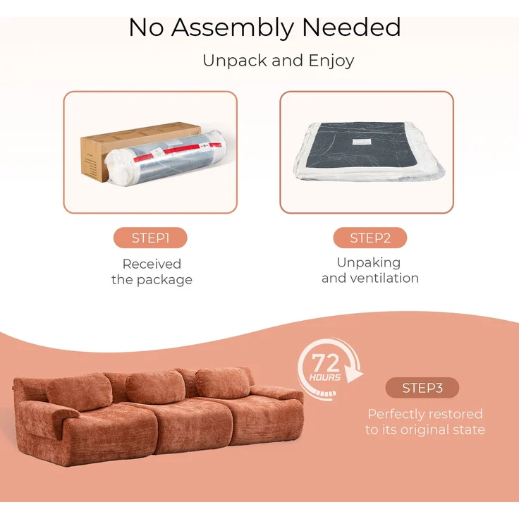 EINHOM 3-Sitzer Komprimiertes Sofa mit Wellenform-Design – Bild 6