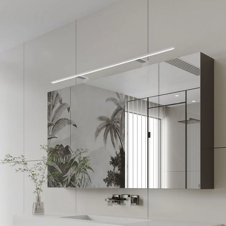 kalb LED Spiegelleuchte 120cm Spiegelleuchte Spectraline LED IP44 Badleuchte 18W 230V, Silbergrau, warmweiß – Bild 1