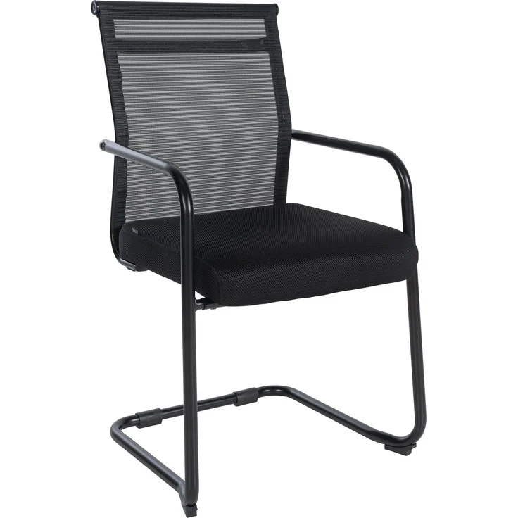Besucherstuhl LISBON - Stoff Schwarz 55x51x95 cm | Besucherstühle Konferenzstuhl Wartezimmerstuhl Bürostühle Bürostuhl Konferenzraum Wartezimmer – Bild 1