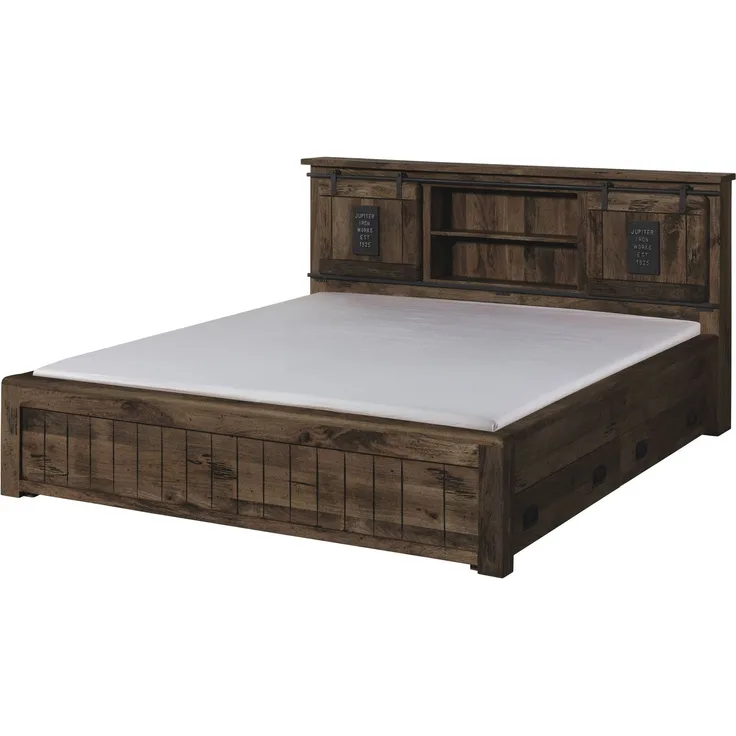 Bett mit Schublade Mango 140x200 grau lackiert RAILWAY #270