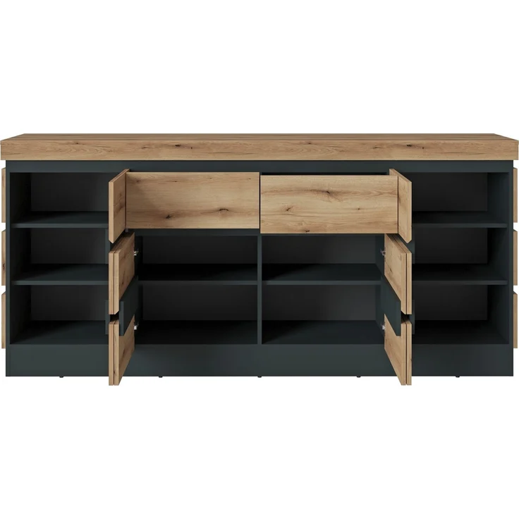 Sideboard >CORTE< in Coast Evoke Eiche/Kosmos Grau - 201,2x92,5x45cm (BxHxT) – Bild 2
