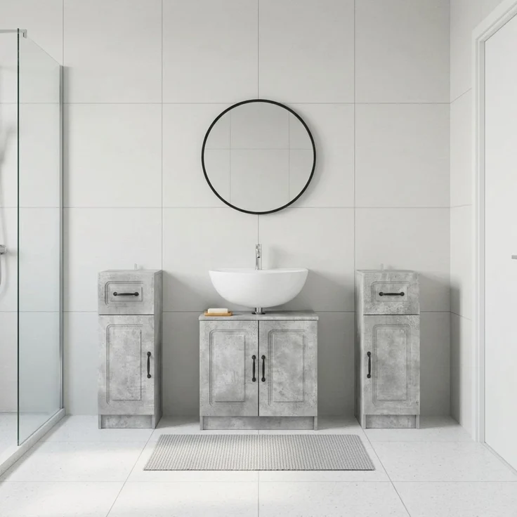 vidaXL 3-teiliges Badezimmer-Schranksystem UTRECHT 3 stk. Betongrau 3418056 – Bild 1
