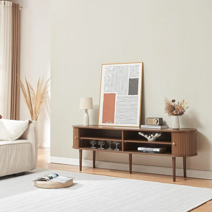 Fernsehschrank Mapia 166x40x55 cm Walnussoptik [en. casa] – Bild 2