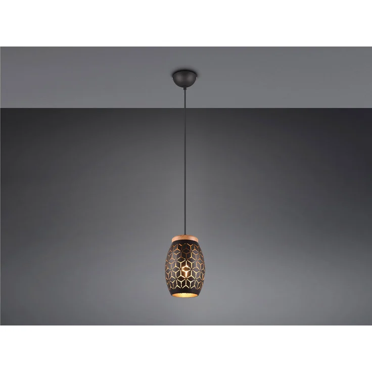 Trio Leuchten Pendelleuchte Bidar E27 schwarz, gold – Bild 3