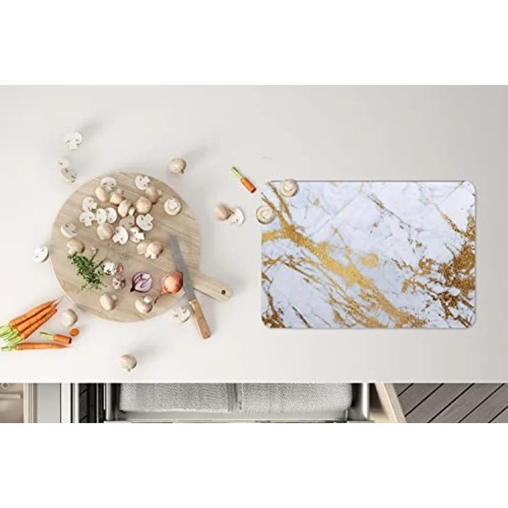 MuchoWow Platzset Marmor - Gold - Weiß - Luxe - Marmoroptik/print - Glitzer, (6-St), Platzsets, Tischset, Abwaschbar, Tischsets, Platzdeckchen – Bild 6