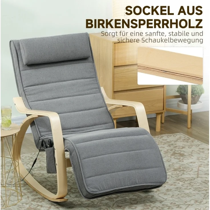 DESVIAE Sessel mit Vibrationsmassage und Fußstütze 67x92x106 cm Polyester Grau – Bild 4