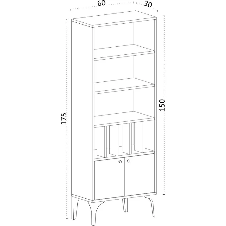 Calicosy 'POLLUX' Regal mit Bücherregal 8 Regale 2 Türen H175 cm - Helles Holz – Bild 5