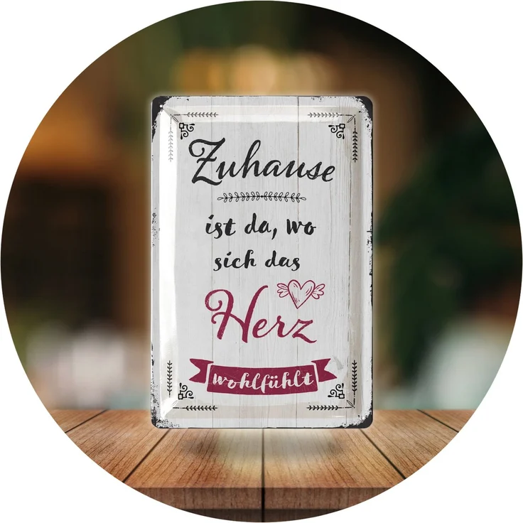 LANOLU Blechschild Zuhause Wohlfühlen - 20x30cm – Metall – Weiß – 20176 – Bild 6