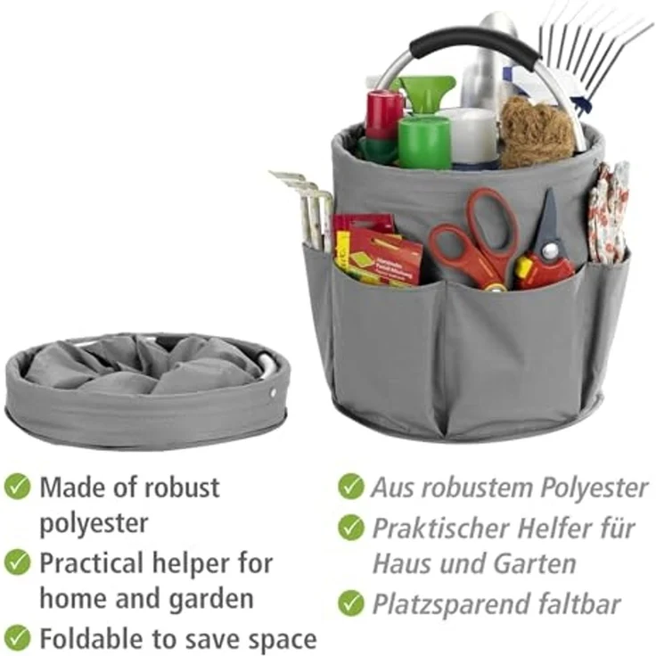Maximex Organizer Universal-Reinigungs-Caddy (1 St), mit 6 Außentaschen für Gartenwerkzeug, großes Hauptfach, faltbar, 16 l – Bild 4
