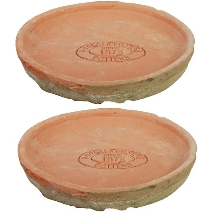 2er Set Aged Terracotta Untersetzer rund Ø 16,4 cm Planzen Blumen Topf Ton Töpfe – Bild 3