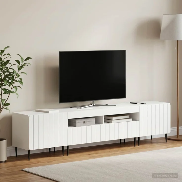 vidaXL 3-teiliges LED TV Regal ZWOLLE Hochglanz Weiß Holzwerkstoff 3416519 – Bild 1