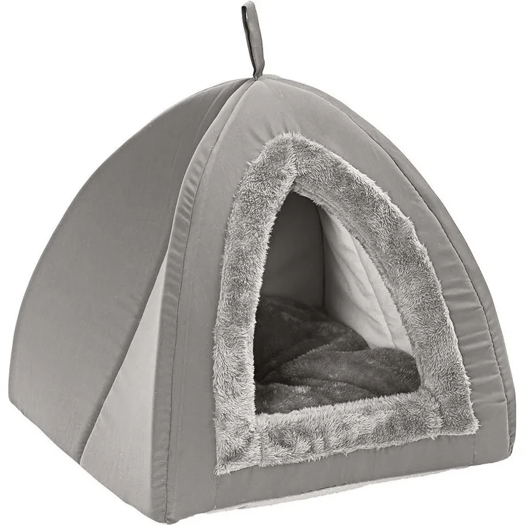 Dehner Tierbett Katzenhöhle Findus, Polyester, grau