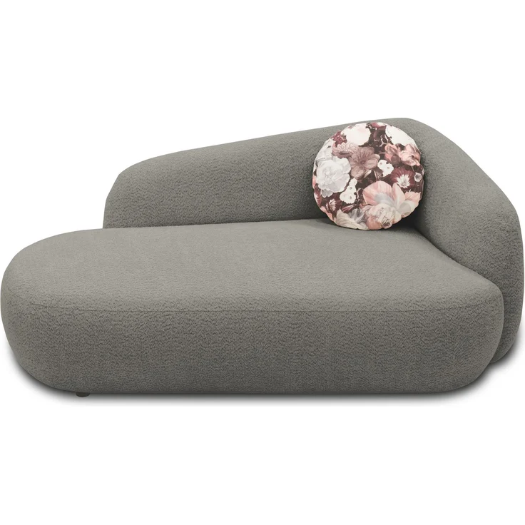 DOMO. collection Recamiere 700013, Liege mit Zierkissen, oval, Füße mit Filzgleitern, Chaiselongue, Sofa, Polstergarnitur, 183 x 105 x 75 (BxTxH), grau – Bild 6