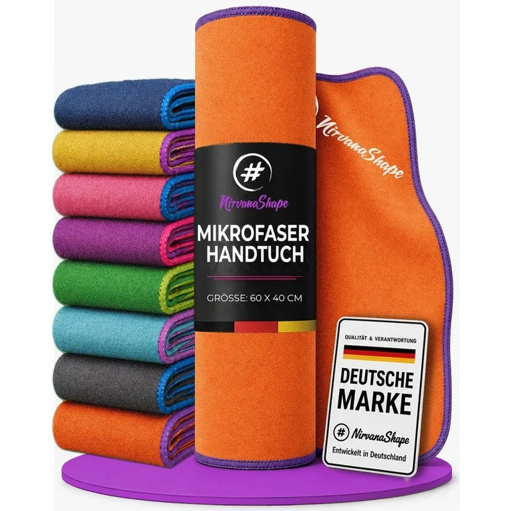 NirvanaShape Sporthandtuch Mikrofaser Handtuch, Microfaser Handtücher als Reisehandtuch, saugfähig, leicht, schnelltrocknend, für Reisen, Fitness, Yoga, Sauna – Bild 1