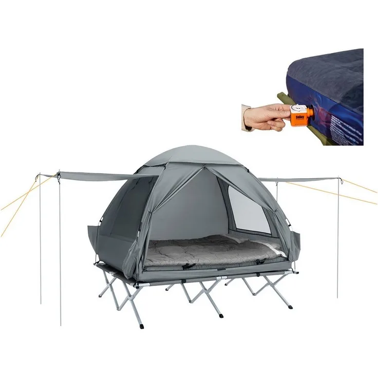 SoBuy Feldbett OGS32 Feldbett mit Zelt 1/2 Personen 7in1 Wurfzelt mit Luftpumpe,Campingzelt