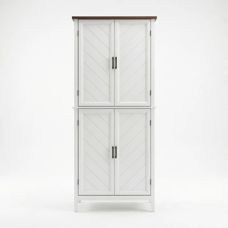 Küchenbuffet B 76 x T 40 x H 178,5 cm aus MDF in Weiß mit Holzoptik, 4 Türen – Bild 6
