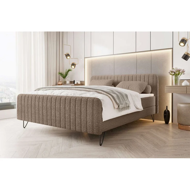 99rooms Lucio Boxspringbett Boucle-Stoff ANTHOLOGY Antilope 140x200 cm – Bild 5