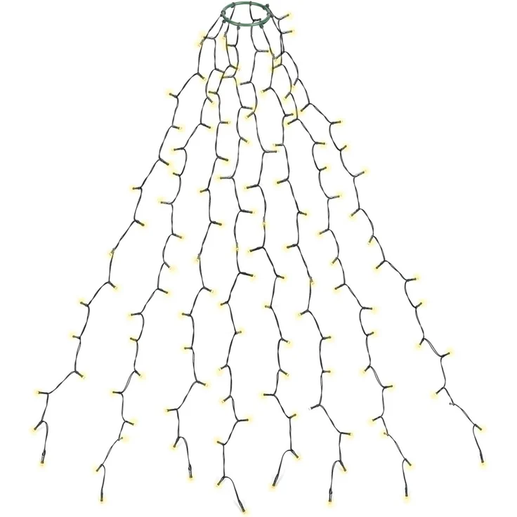 SALCAR 1,5m Weihnachtsbaum Lichterkette mit Ring und 8 Girlanden, 200er LED Christbaumbeleuchtung für 90cm bis 150cm Tannenbaum, Warmweiß – Bild 1