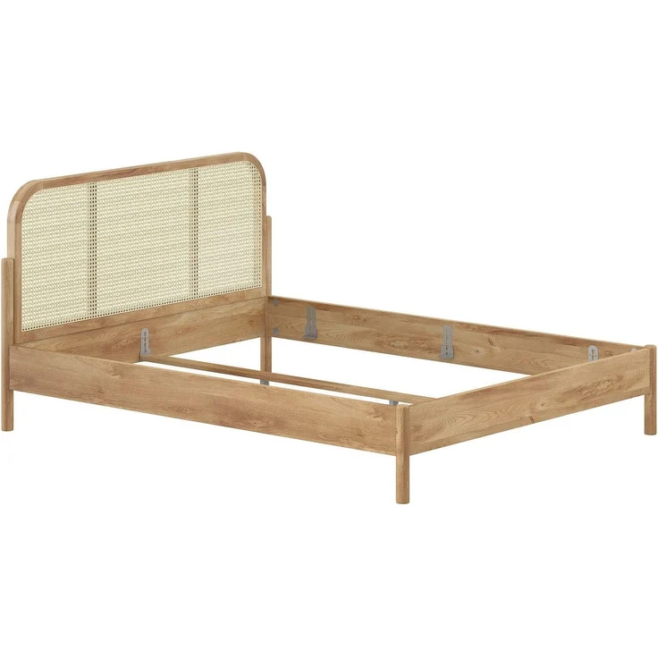 Doppelbett Olive 160 x 200 cm Eiche MDF Rattan Natur – Bild 2