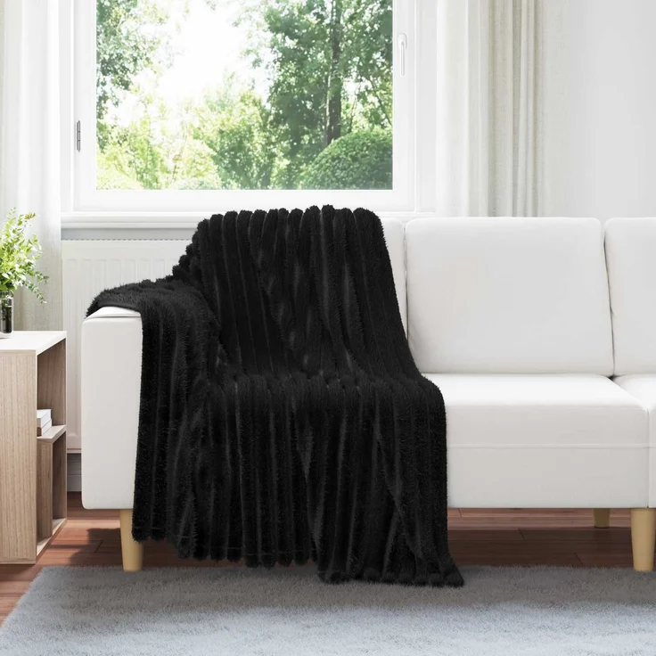 vidaXL Überwurfdecke Schwarz 150 x 130 cm Fleece 42016841 – Bild 1