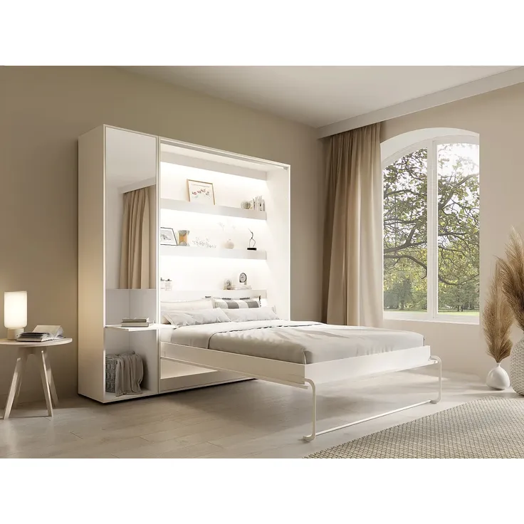 Vente-unique - RAPILI Bett Holz, Platte Weiß - B 50 cm239,2 cm x H 225,2 cm x L 229 cm