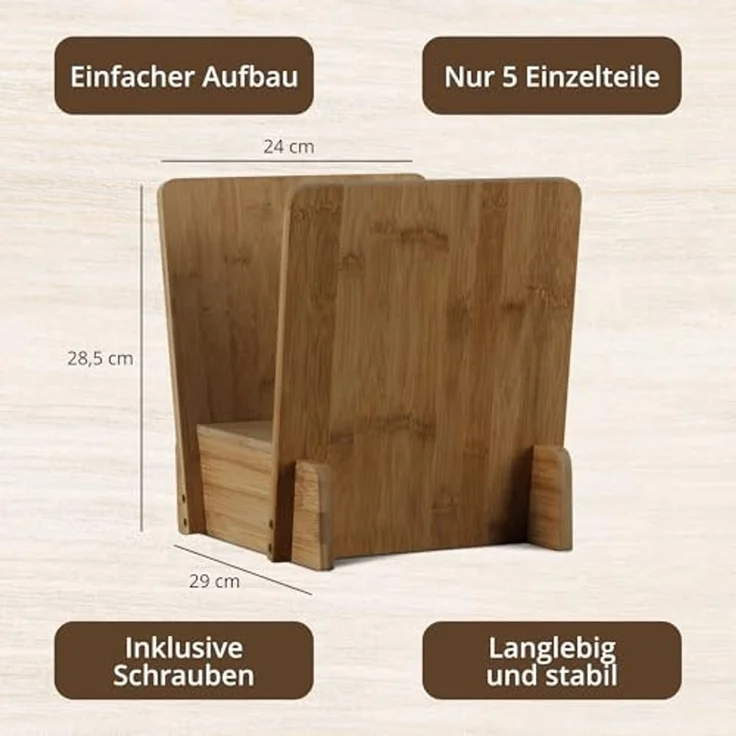 Stagecaptain Aufbewahrungsbox LPSB-40 Bambus LP-Ständer Regal für Schallplatten und mehr (inklusive Schrauben für den Zusammenbau), Platz für bis zu 40 12"-LPs – Bild 6
