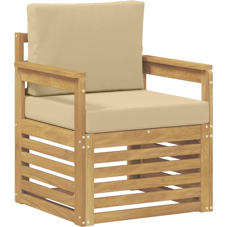 vidaXL 2 Stück Outdoor-Sofagarnitur Polyester Weiß und Beige 3439085 – Bild 2