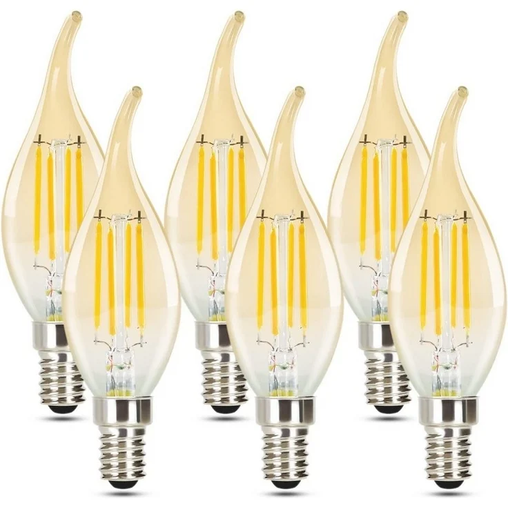 Nettlife LED-Leuchtmittel 6 Stück E14 2700K kerze Birne 4W Filament Retro Edison Glühlampe, E14, 6 St, Warmweiß – Bild 1